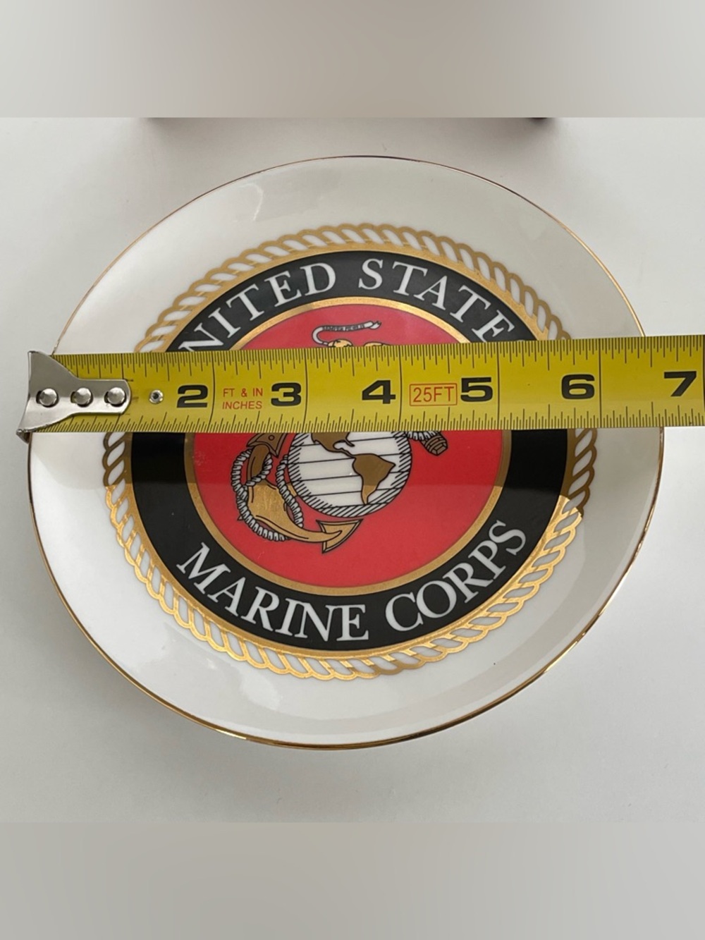 Vtg US Marine Corps 6.75” Plate 22K Gold Details Trim Porcelain Limited USA - Picture 11 of 11